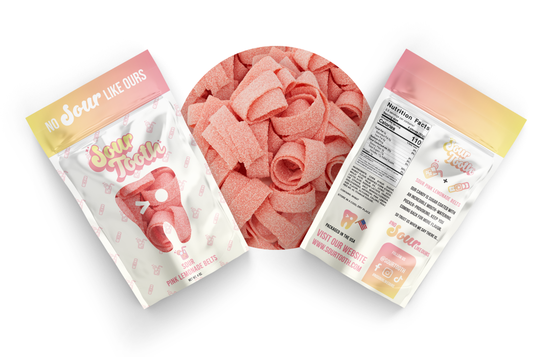 Sprouts Lemonade Rings Sour Tooth Pink Lemonade Belts: Sour Candy Belts, Bites & Rings - Fresh ...